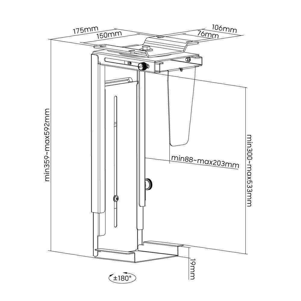 Suporte para Gabinete Cpu Suspenso Ajustável Ctw200 - 6