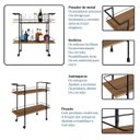 Ver imagem 6 de Carrinho Bar Estilo Industrial 2 Prateleiras P1036 Mel