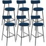 Kit 06 Banquetas Altas Cozinha Bar Sala De Jantar Em Aço Milão L02 Suede Azul Marinho - Lyam Decor - 1