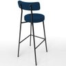 Kit 06 Banquetas Altas Cozinha Bar Sala De Jantar Em Aço Milão L02 Suede Azul Marinho - Lyam Decor - 7
