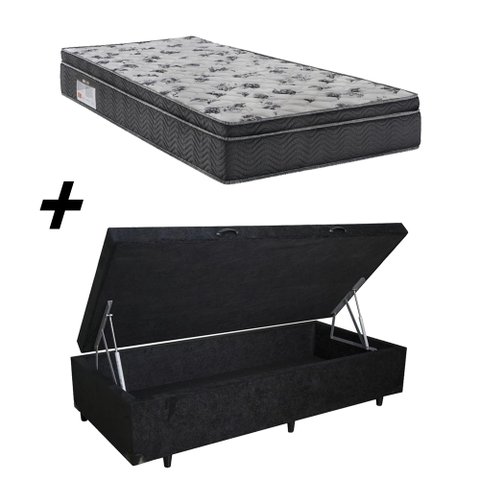 Cama Box Baú Solteiro + Colchão Ortobom Iso 1.0.0 Ortopillow D33 68x88x188