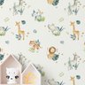 Papel de Parede Animais Safari Infantil Aquarela Branca Decorativo Auto Adesivo Quarto Sala 12m - 2