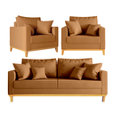 Ver imagem 1 de Kit Sofá Beny 180cm + 2 Poltronas Base de Madeira Linho
