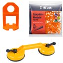 Ver imagem 1 de Ventosa Dupla para Vidro Gesso Mármore Metal Piso + Nivelador Laranja para Pisos e Azulejos 3mm Paco