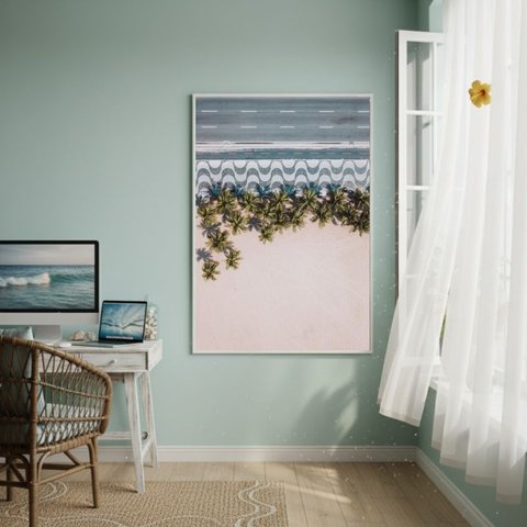 Quadro Decorativo Copacabana Rio de Janeiro-70x50cm:moldura Preta