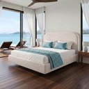Ver imagem 4 de Cama Casal Flutuante com Cabeceira 140cm Aura W01 Bouclê Creme - Lyam Decor