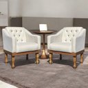 Ver imagem 1 de Kit 02 Poltronas Decorativa Grécia no Linho - Dritex Decor:linho Bege