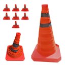 Ver imagem 3 de Cone Retratil Kit 7 Uni Rodovia Transito Flexivel Segurança Estrada Emergencia Dobravel Alerta Obra