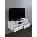 Ver imagem 3 de Rack para Tv Suspenso Bancada com Nicho e Gaveta Branco Laca