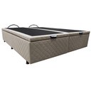Ver imagem 1 de Base Box Baú para Cama Casal King 192x203cm Bipartido Liz S05 Suede Bordado Bege - Mpozenato
