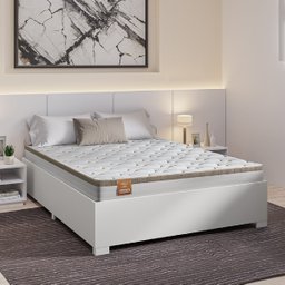 Cama Box Casal Desmontável Com Colchão Molas Ensacadas Real 138x188x58cm Bege / Branco Inducol - 2
