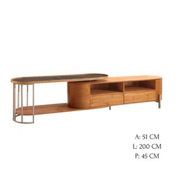Rack Army - Madeira Maciça e Mdf 2,20m com 2 Gavetas - Távoli Decor - 4