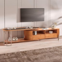 Rack Army - Madeira Maciça e Mdf 2,20m com 2 Gavetas - Távoli Decor - 2