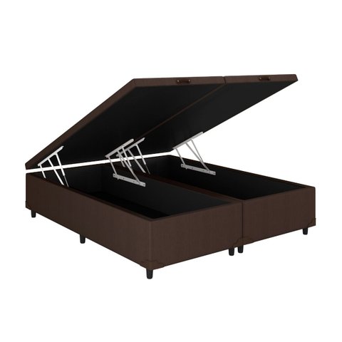 Cama Box Baú Casal Bipartido Marrom Colchão Freedom Molas Ensacadas 138x188 - Ortobom