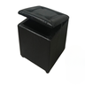 Puff Bau Quadrado Decoração Guarda Brinquedos Assento - Preto Corino - 1