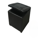 Ver imagem 1 de Puff Bau Quadrado Decoração Guarda Brinquedos Assento - Preto Corino