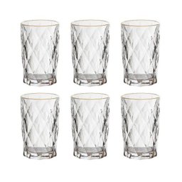 Jogo 6 Copos Clear Borda Dourada 350ml - 2
