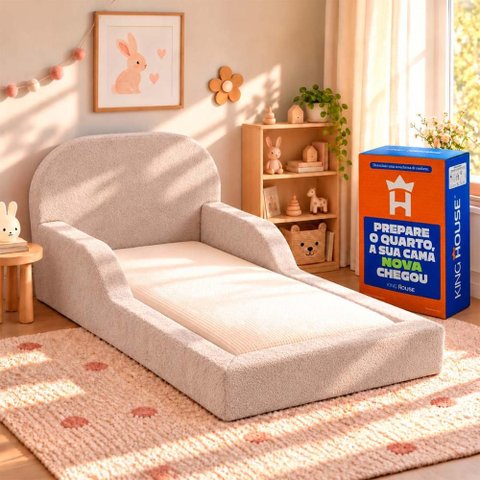 Cama Montessoriana c/ Colchão Pamplona Vácuo Solteiro Bouclê