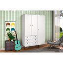 Ver imagem 2 de Conjunto de Quarto Guarda Roupa Retrô 20 + Penteadeira C/ Espelho Cristal + Mesa Cabeceira 50 Branco