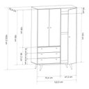 Ver imagem 4 de Conjunto de Quarto Guarda Roupa Retrô 20 + Penteadeira C/ Espelho Cristal + Mesa Cabeceira 50 Branco