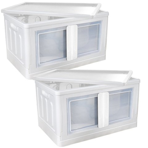 2 Caixas Organizadoras Empilhável Dobrável 2 Portas 75 L