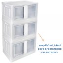 Ver imagem 5 de 2 Caixas Organizadoras Empilhável Dobrável 2 Portas 75 L