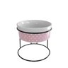 Comedouro Elevado com Pote de Porcelana 300ml Poá Rosa - 1
