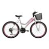 Bicicleta Feminina Athor Musa Aro 24 18 Marchas com Cestão:branco-rosa/unico/unissex - 1