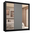 Ver imagem 3 de Guarda-roupa Casal 3 Portas de Correr com Espelhos 4 Gavetas Preto/cinza Sublime Plus Madesa