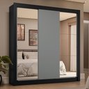Ver imagem 1 de Guarda-roupa Casal 3 Portas de Correr com Espelhos 4 Gavetas Preto/cinza Sublime Plus Madesa