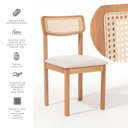 Ver imagem 5 de Kit 6 Cadeiras com Encosto Tela, Assento Estofado Florença Bege/Cru/Verniz Mel