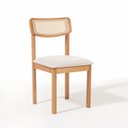 Ver imagem 7 de Kit 6 Cadeiras com Encosto Tela, Assento Estofado Florença Bege/Cru/Verniz Mel