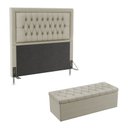 Ver imagem 1 de Kit Cabeceira Estofada Decorativa Pegasus e Calçadeira Sagitarius 160 Para Cama Queen Couro Artifici