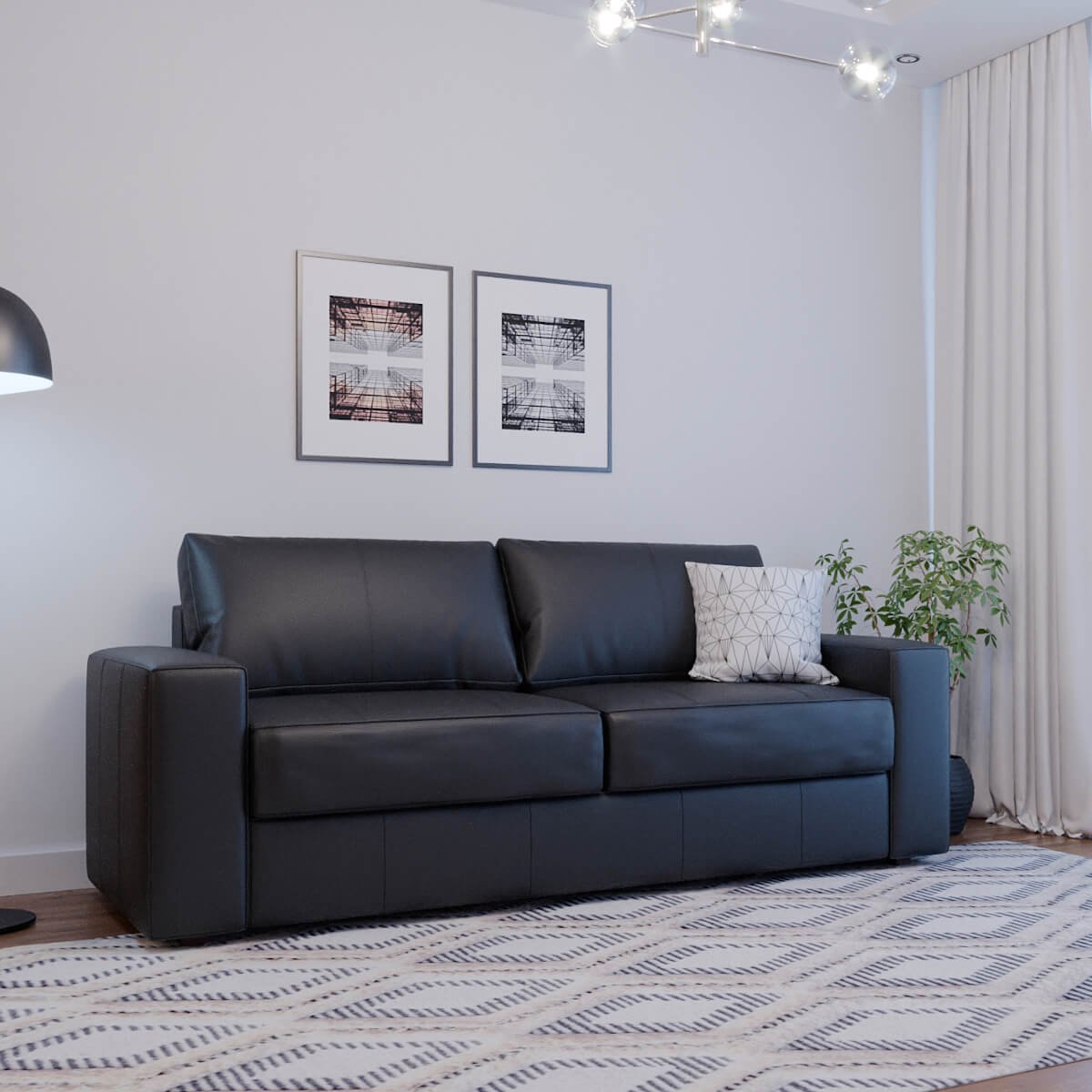 Sof&aacute; Leder de couro leg&iacute;timo em ambiente de sala de estar