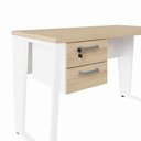 Ver imagem 4 de Mesa Escrivaninha Industrial 120cm Tampo 30mm com 2 Gavetas Pés em Metal F5 Office Cor:Macadâmia