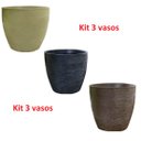 Ver imagem 1 de Kit 3 Vaso Planta 40x40 Oval Moderno Polietileno BGPLASTICOS V1340 BEGE CASTANHA 012