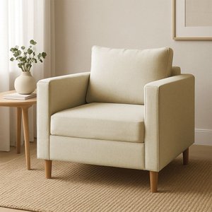 Poltrona Decorativa Helena Linho Dourado Dal Poz Estofados