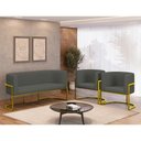 Ver imagem 6 de Kit 2 Poltronas + Sofá 2 Lugares Base de Metal Gold Veludo Cinza