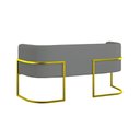 Ver imagem 2 de Kit 2 Poltronas + Sofá 2 Lugares Base de Metal Gold Veludo Cinza