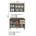 Ver imagem 7 de Cozinha Modulada Connect 2 Peças com Aéreo e Balcão 120cm Duna/Cristal - Móveis Henn Duna/