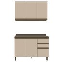 Ver imagem 1 de Cozinha Modulada Connect 2 Peças com Aéreo e Balcão 120cm Duna/Cristal - Móveis Henn Duna/