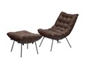 Ver imagem 1 de Poltrona Costela com Puff Adão Base Metal Preto -veludo Marrom