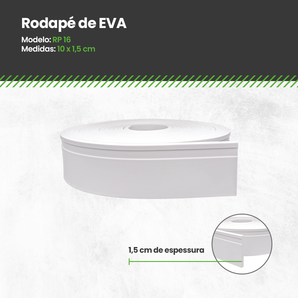 Rodapé Eva Autocolante 10x1,5cm - 15 Metros + Brinde - 4