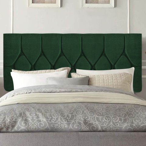 Painel Estofada Istambul Botão Capitonê 100cm Solteiro para Cama Box Quarto Suede Verde - Ahazzo Móv