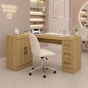 Ver imagem 6 de Escrivaninha Home Office com 3 Gavetas 156cm Menu Móveis Carvalho