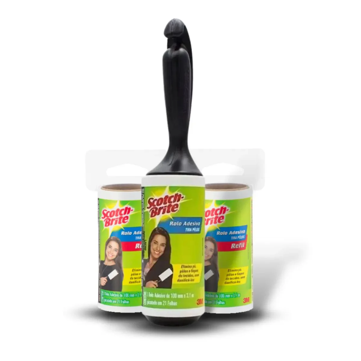 Rolo Adesivo Tira Pelo Scotch-brite + 2 Refis 3m