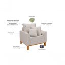 Ver imagem 3 de Kit Sofá 1,80m com Poltrona Beny Pés de Madeira Linho Cru 184