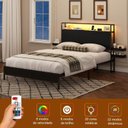 Ver imagem 7 de Cama Queen com Cabeceira, Led, Tomadas Usb e Prateleiras Laterais Deslizantes Preta