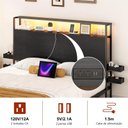 Ver imagem 6 de Cama Queen com Cabeceira, Led, Tomadas Usb e Prateleiras Laterais Deslizantes Preta