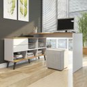 Ver imagem 2 de Mesa Escrivaninha em L 2 Gavetas e Nichos Mdp 0747